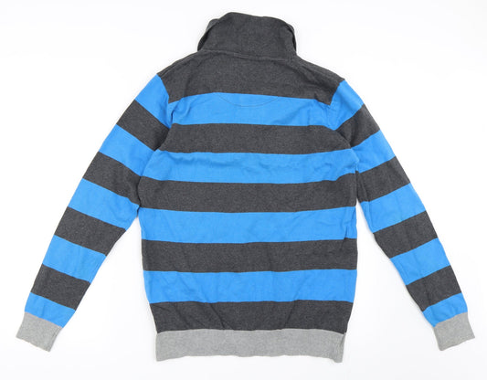 Cedar Wood State Mens Blue Striped Pullover Jumper Size L