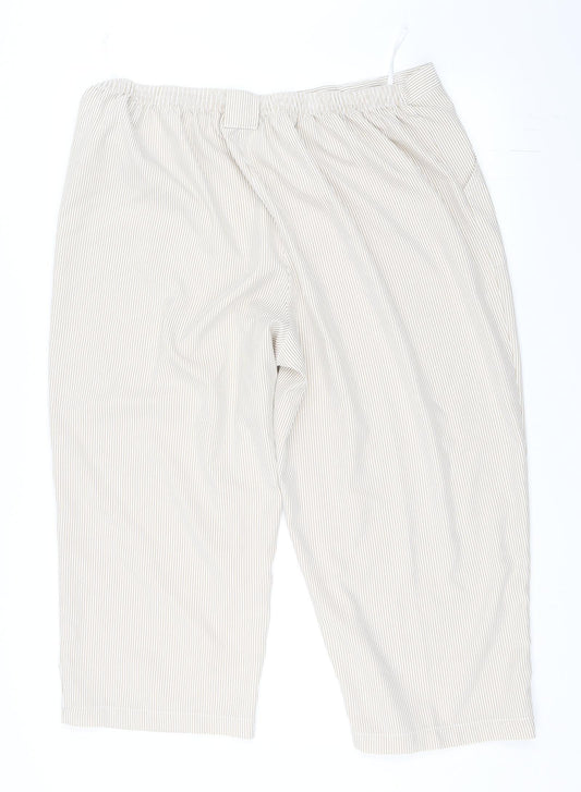 Emeliax Womens Beige Striped Cropped Trousers Size XL L21 in