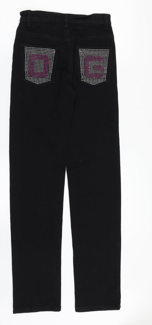 Preworn Womens Black Denim Straight Jeans Size 8 L31 in