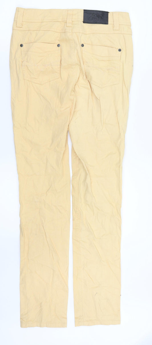 Ellos Womens Orange Denim Straight Jeans Size 8 L31 in
