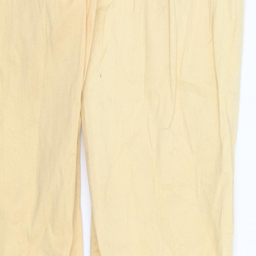 Brand and care label for Ellos women’s orange denim straight jeans, size UK 8, 31-inch leg