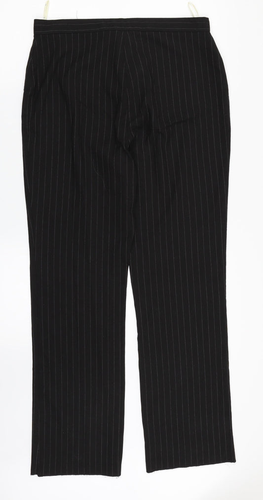 Dorothy Perkins Womens Black Striped Dress Pants Trousers Size 12 L31 in