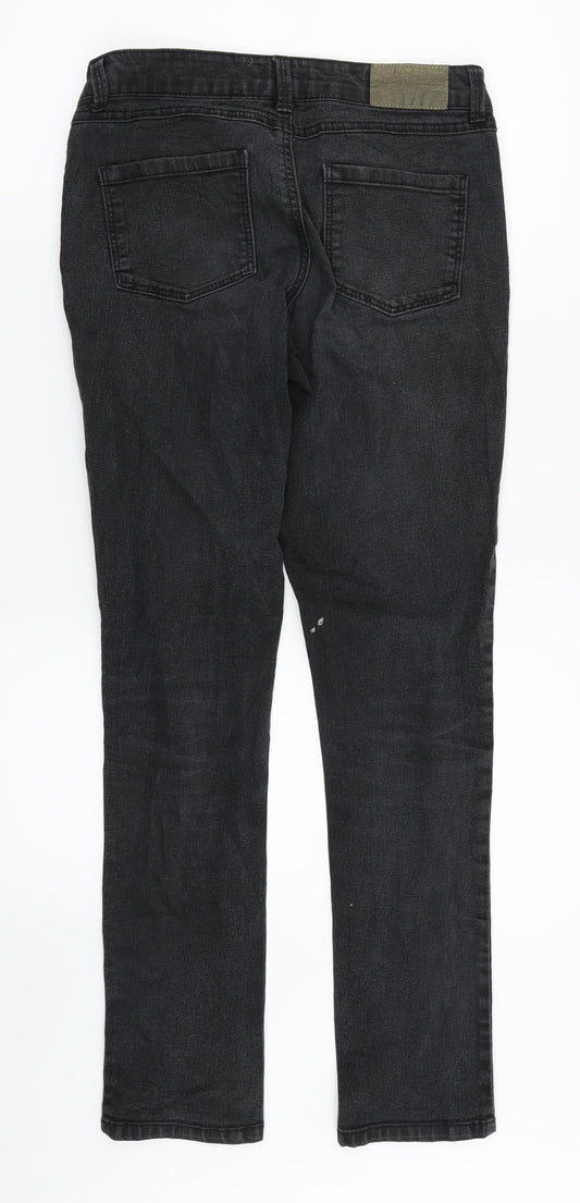 Dorothy Perkins Womens Black Denim Straight Jeans Size 8 L30 in