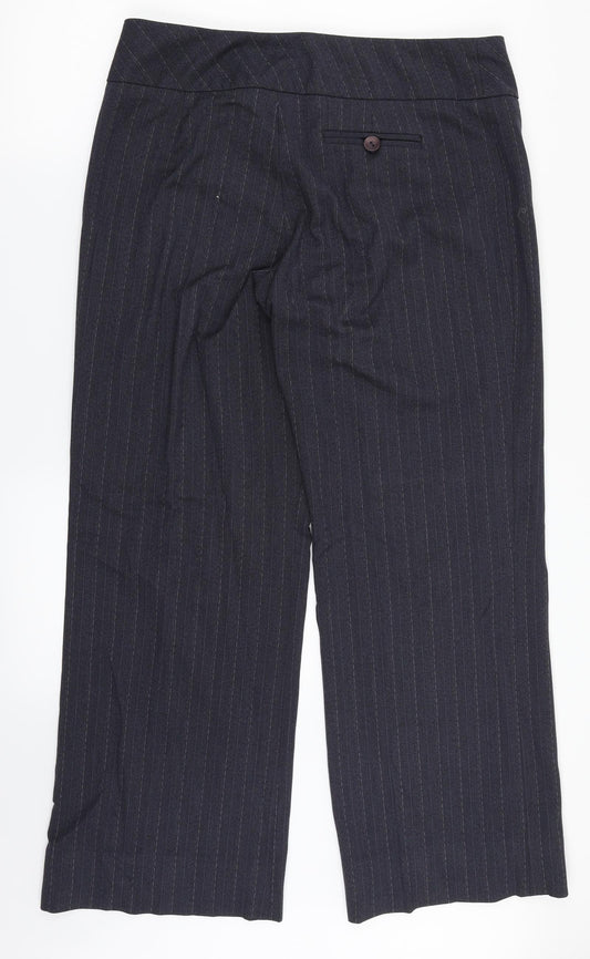 Debenhams Womens Grey Striped Dress Pants Trousers Size 14 L30 in
