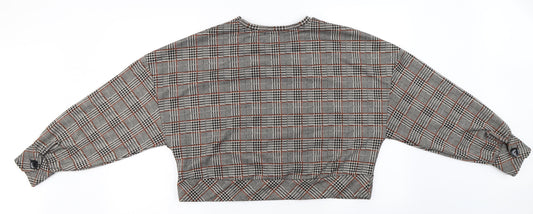Stradivarius Womens Beige Check Pullover Jumper Size L