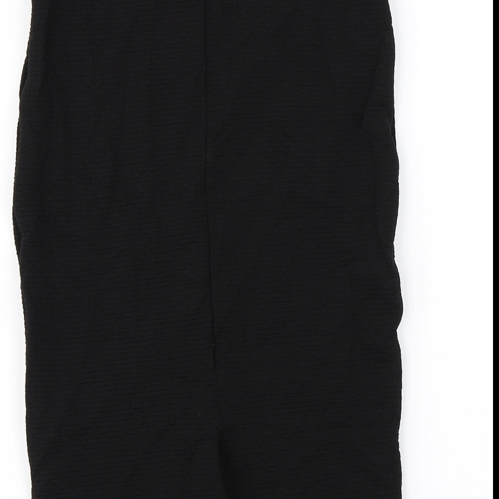 Brand and care label for New Look women’s black bandage skirt, size UK 8