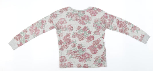 New Look Womens Grey Floral Pullover Jumper Size 8