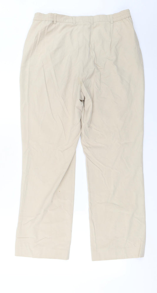 Back view of Rowland's men’s beige trousers, size 30, in, 25-inch leg