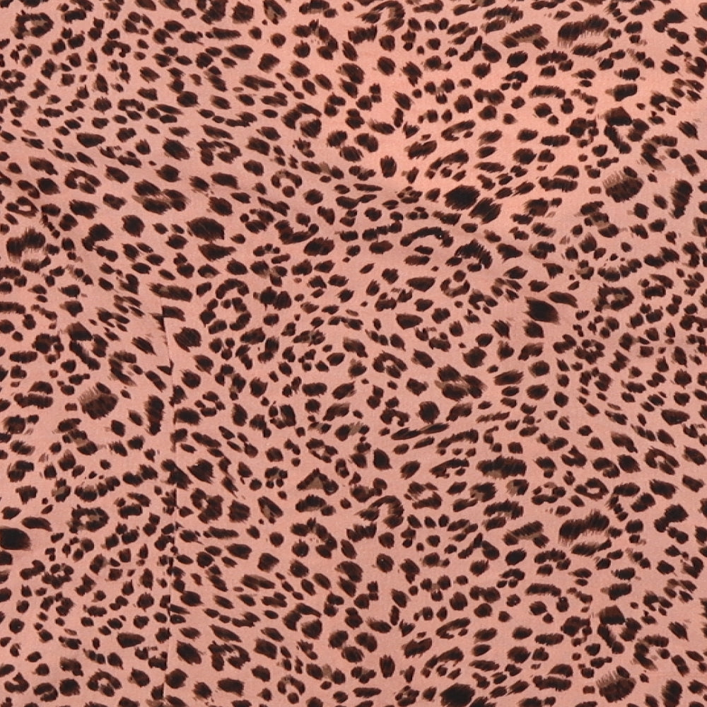 JustFab Womens Pink Animal Print Basic Blouse Size XL