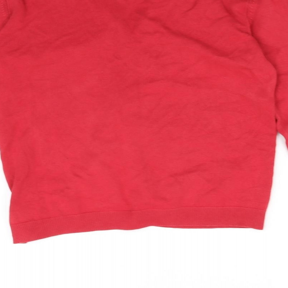 Brand and care label for George girls’ red cardigan jumper, size 12-13, years