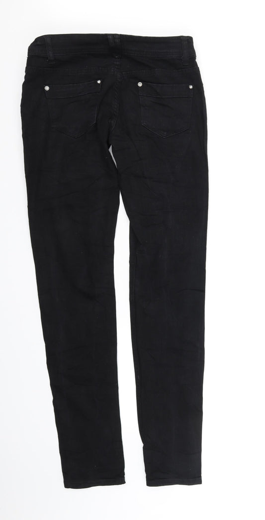 Kess Miss Womens Black Straight Jeans Size 38 L34 in - dimaonds on front