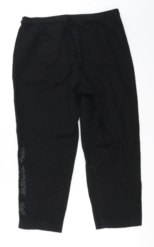 Debenhams Womens Black Floral Trousers Size 16 L21 in