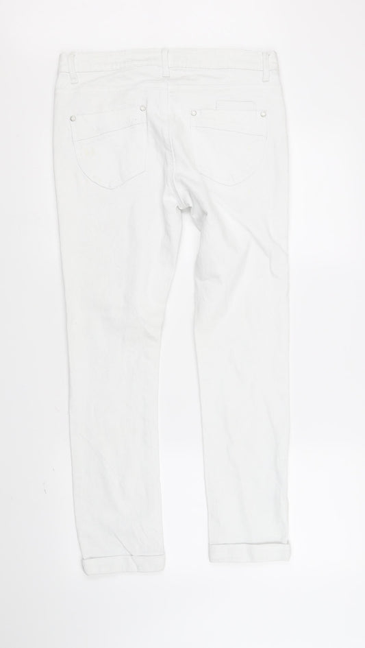 True2u Womens White Straight Jeans Size 12 L30 in