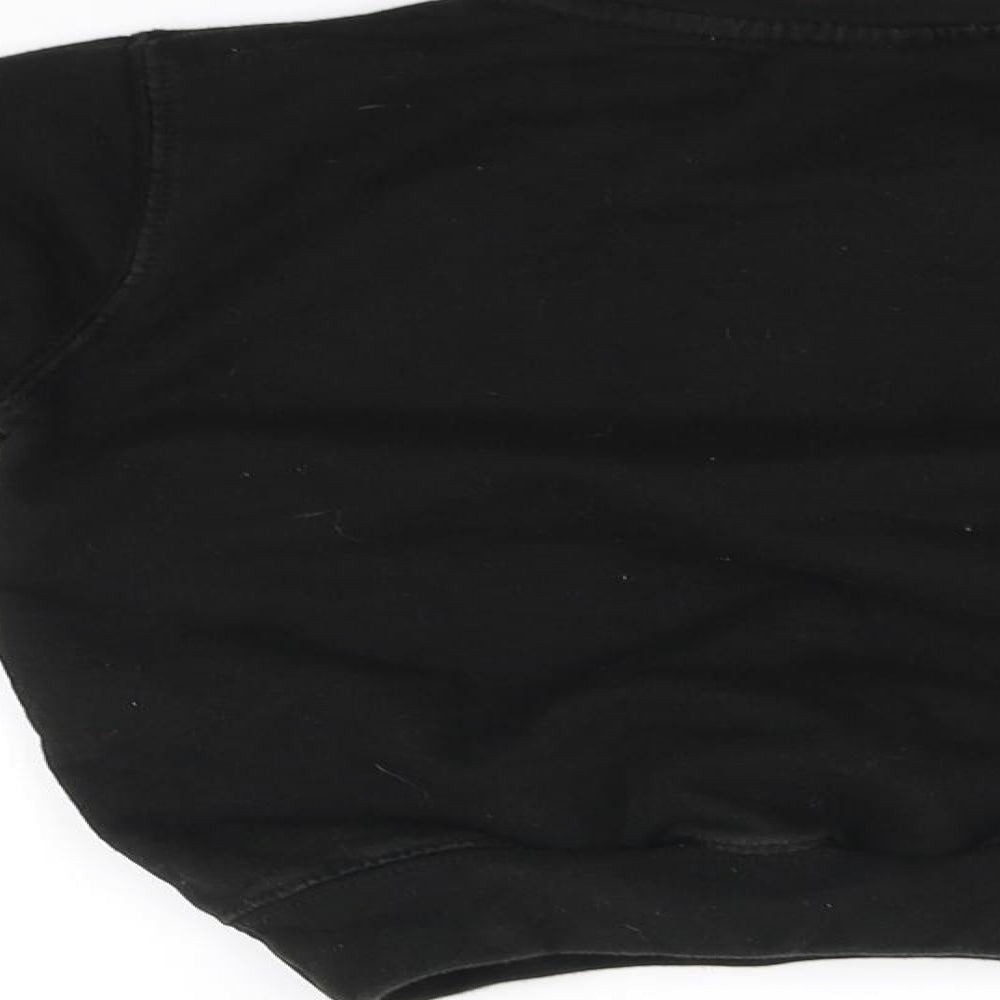 Brand and care label for emilie girls’ black jumper, size 5-6, years