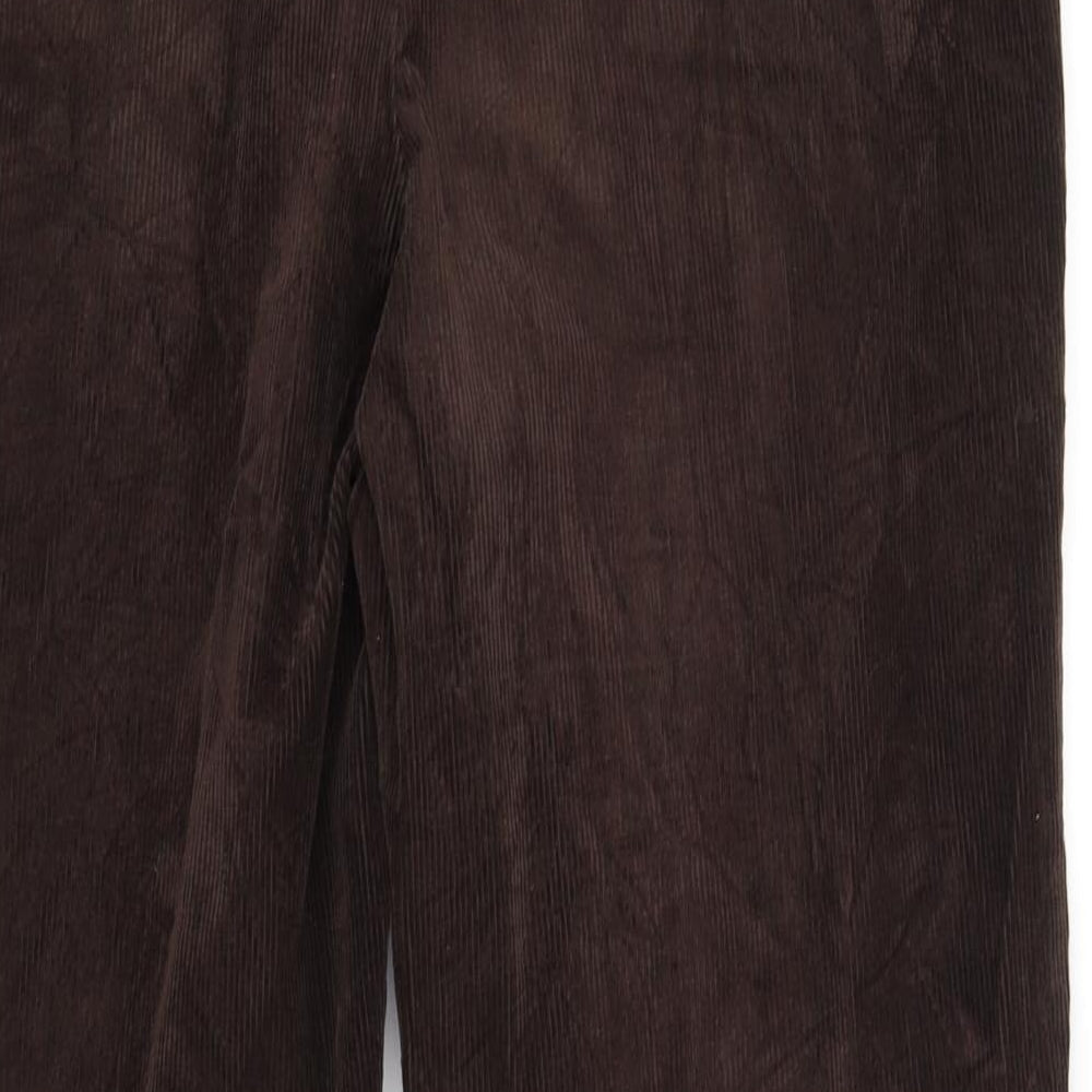 Brand and care label for L L Bean women’s brown trousers, size UK 36, in, 32-inch leg