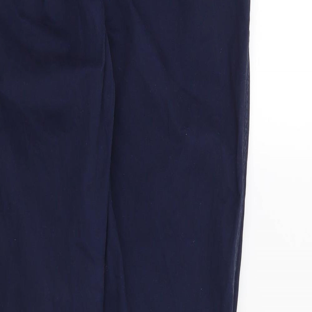 Brand and care label for Gap women’s blue trousers, size UK 28, in, 28-inch leg