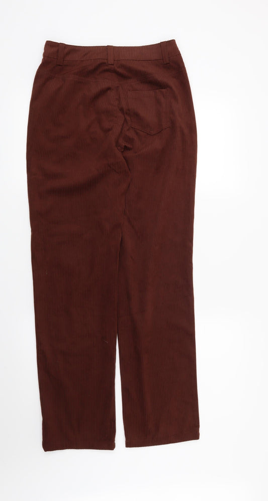 Preworn Womens Brown Striped Trousers Size 8 L28 in