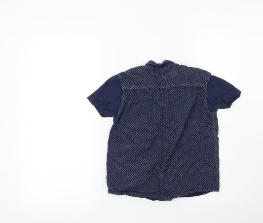 Preworn Boys Blue Geometric Basic Button-Up Size 7-8 Years