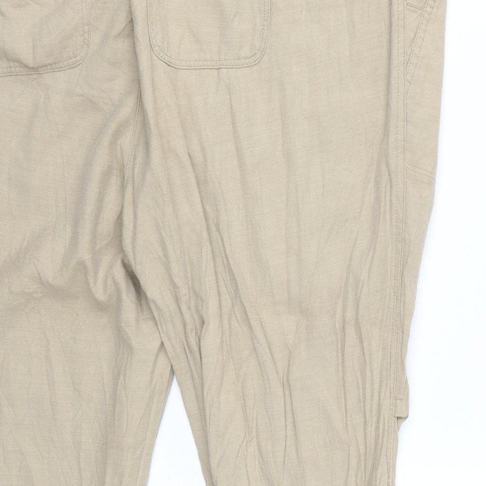 Brand and care label for Good move women’s beige trousers, size UK 18, 26-inch leg