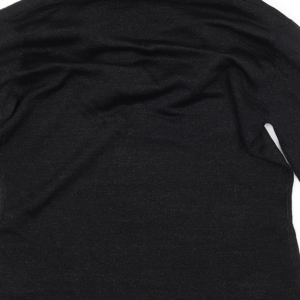 Brand and care label for Pomodoro women’s black knit jumper, size UK 10