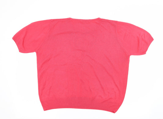Marks and Spencer Womens Pink Knit Basic T-Shirt Size 16