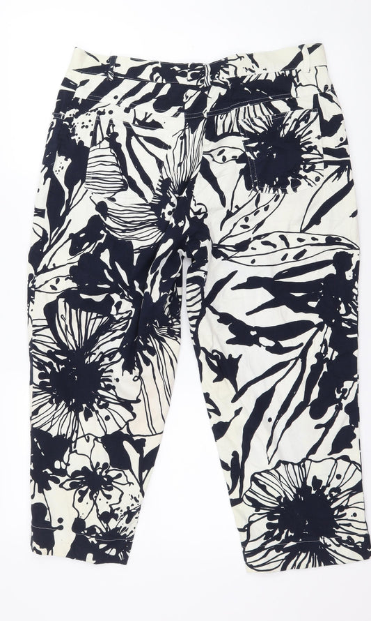 GolleHaug Womens Black Floral Trousers Size 16 L22 in