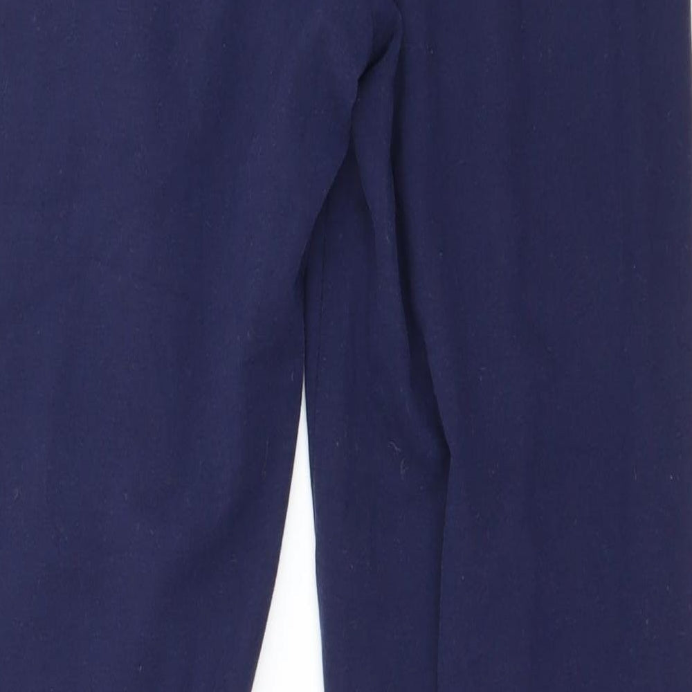 Brand and care label for New Look girls’ blue jersey jogger trousers, size M