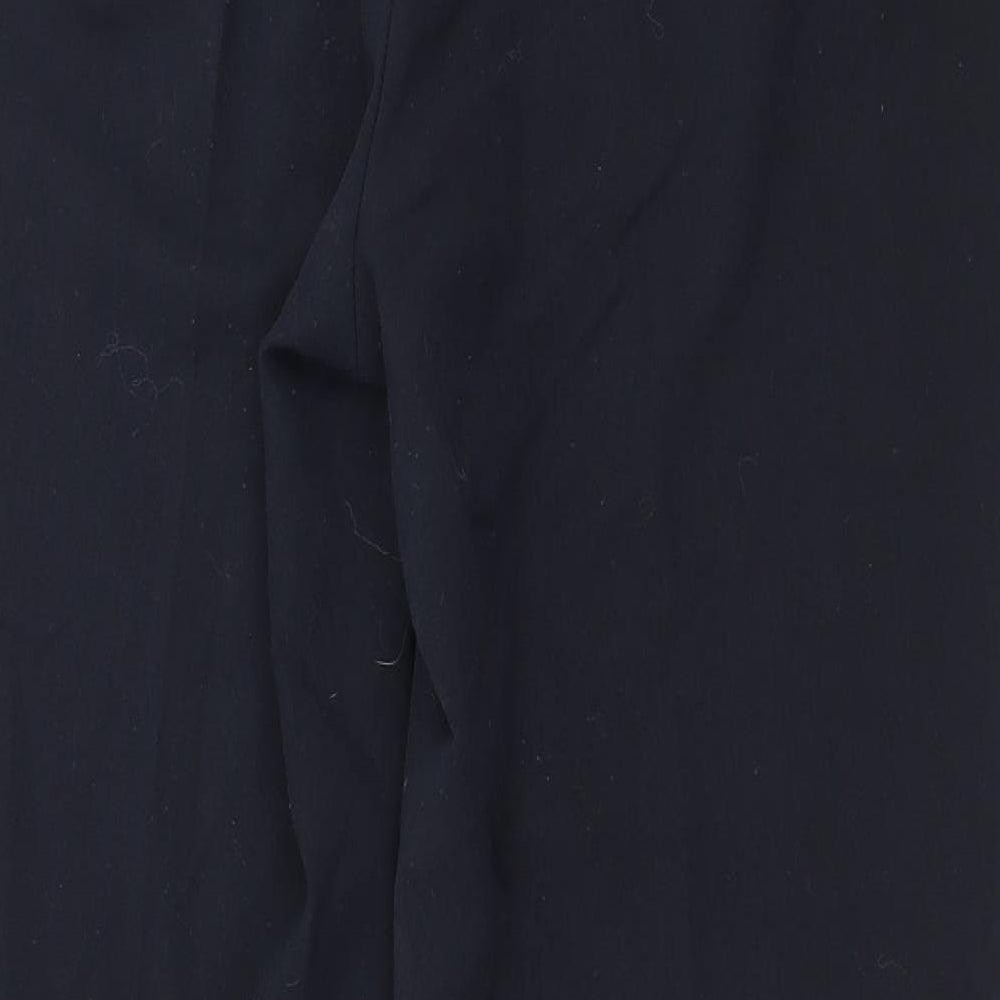 Brand and care label for Marks & Spencer women’s blue trousers, size UK 14, 29-inch leg
