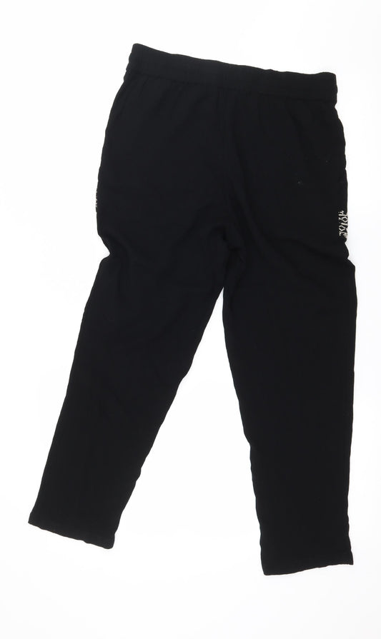 Marks and Spencer Womens Black Geometric Jersey Trousers Size 10 L24 in
