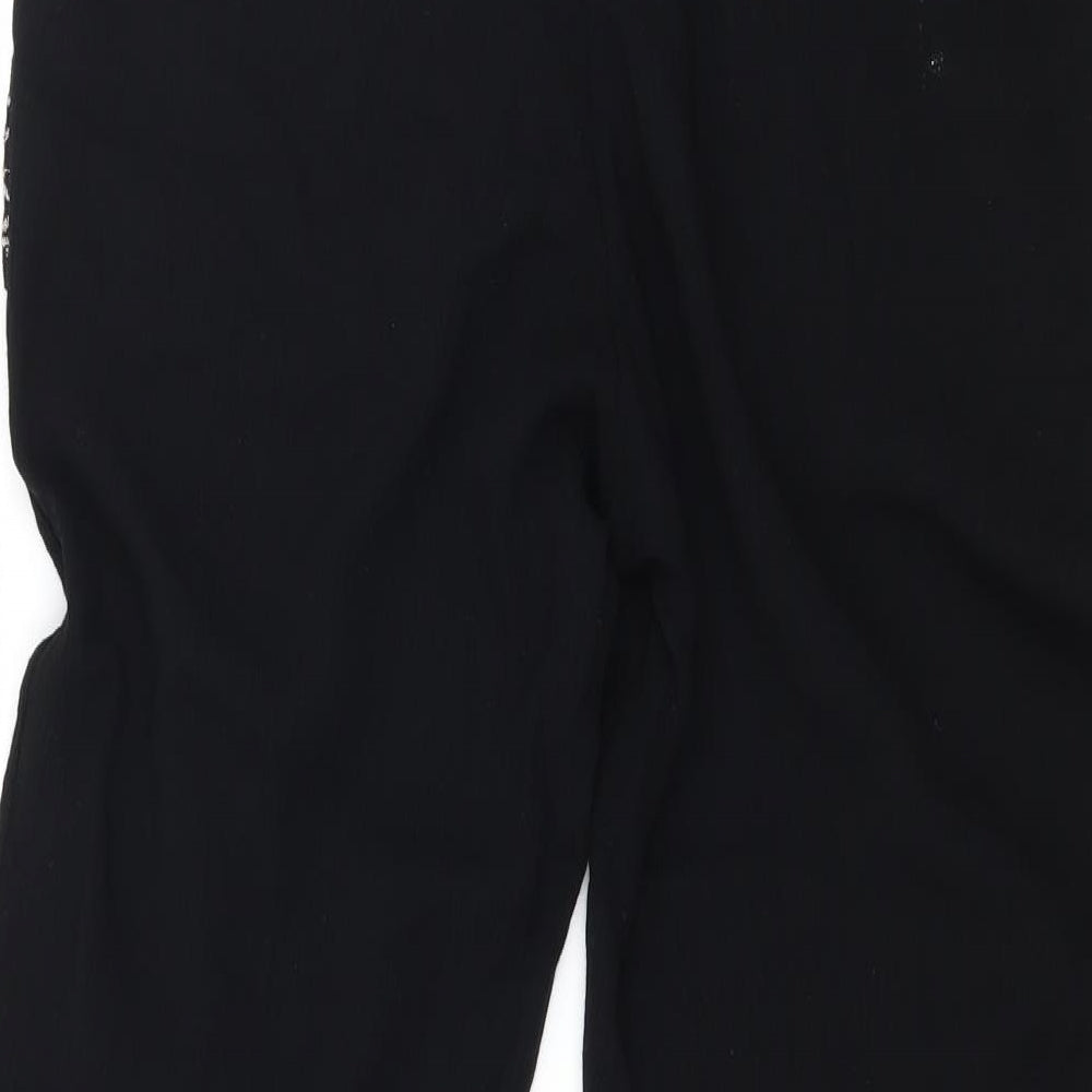 Marks and Spencer Womens Black Geometric Jersey Trousers Size 10 L24 in