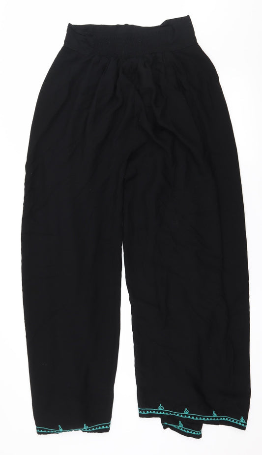 Turkana Womens Black Geometric Rayon Trousers Size 32 in L27 in