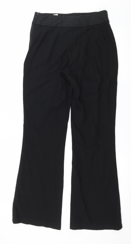 Marks and Spencer Womens Black Striped Trousers Size 8 L30 in