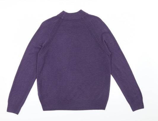 M&S Womens Purple Henley Jumper Size 14