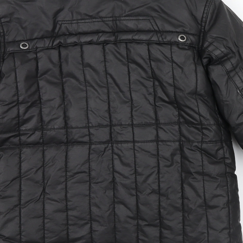 Brand and care label for Rocha John Rocha boys’ black colourblock basic coat coat
