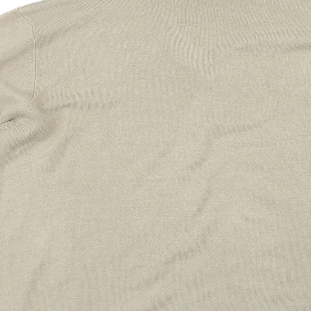 Brand and care label for Blue Harbour men’s brown jumper, size L