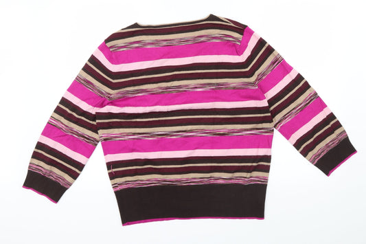 CG Womens Multicoloured Striped Cardigan Jumper Size XL