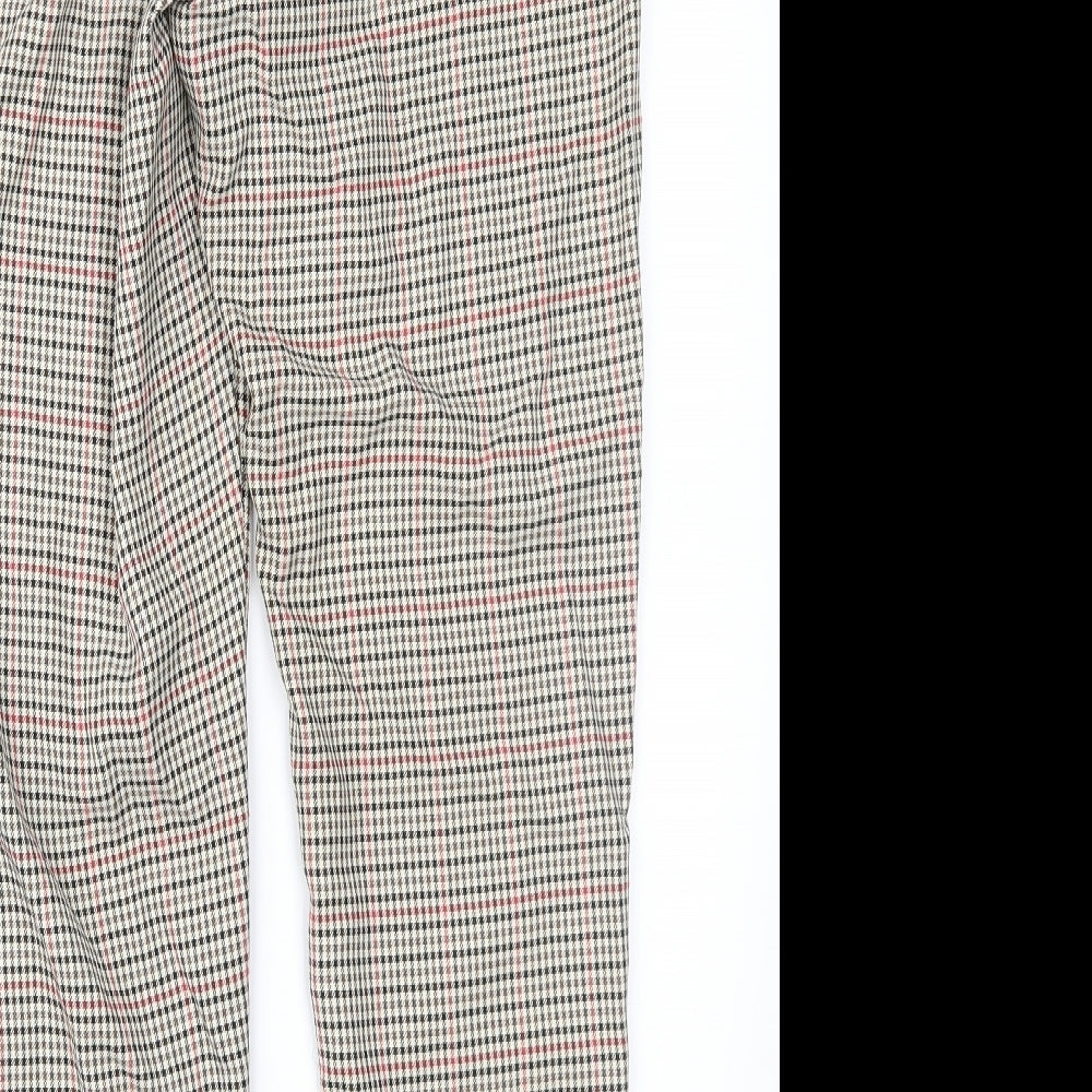 Peacocks Womens Brown Houndstooth Trousers Size 10 L27 in