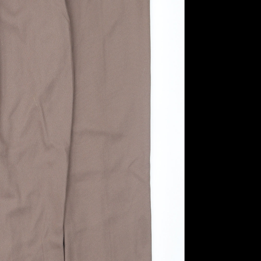 Brand and care label for Papay women’s brown trousers, size UK 12, 27-inch leg