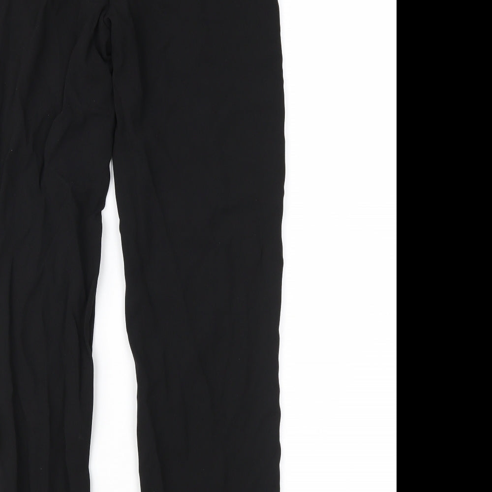 Brand and care label for H&M women’s black trousers, size UK 8, 26-inch leg
