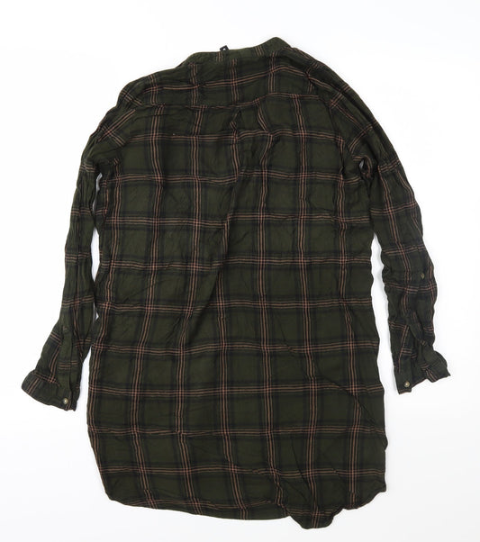 Divided Womens Green Check Basic Button-Up Size 8