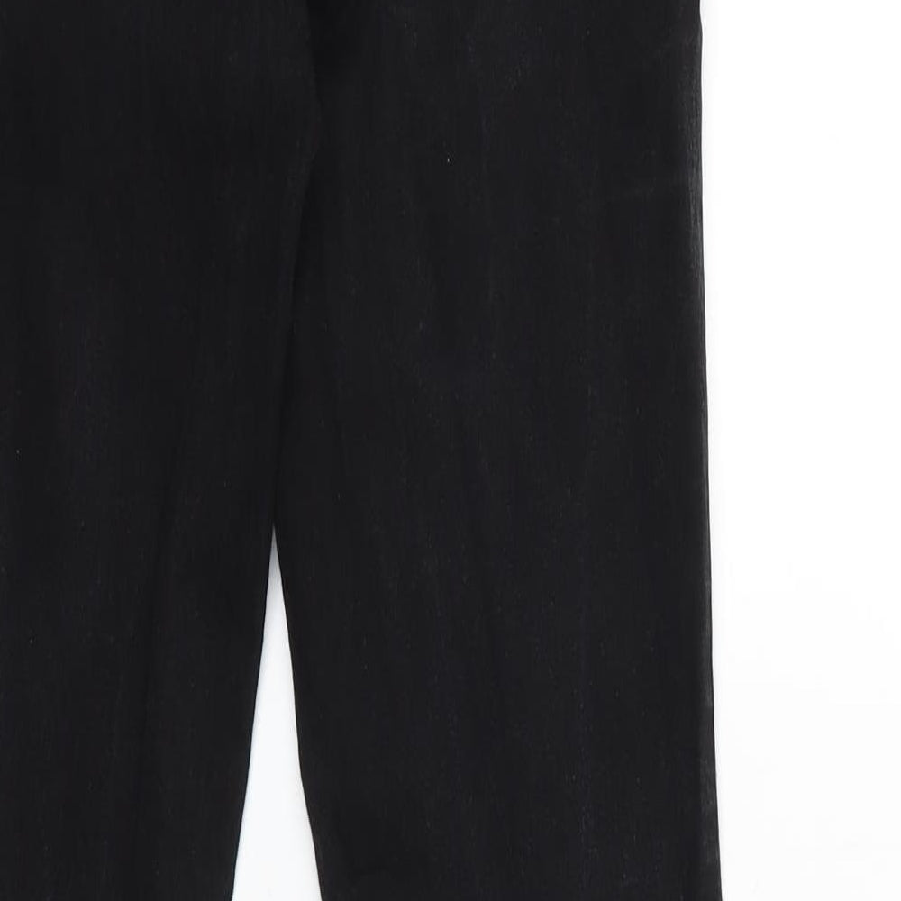 Brand and care label for Dorothy Perkins women’s black denim skinny jeans, size UK 8, 30-inch leg