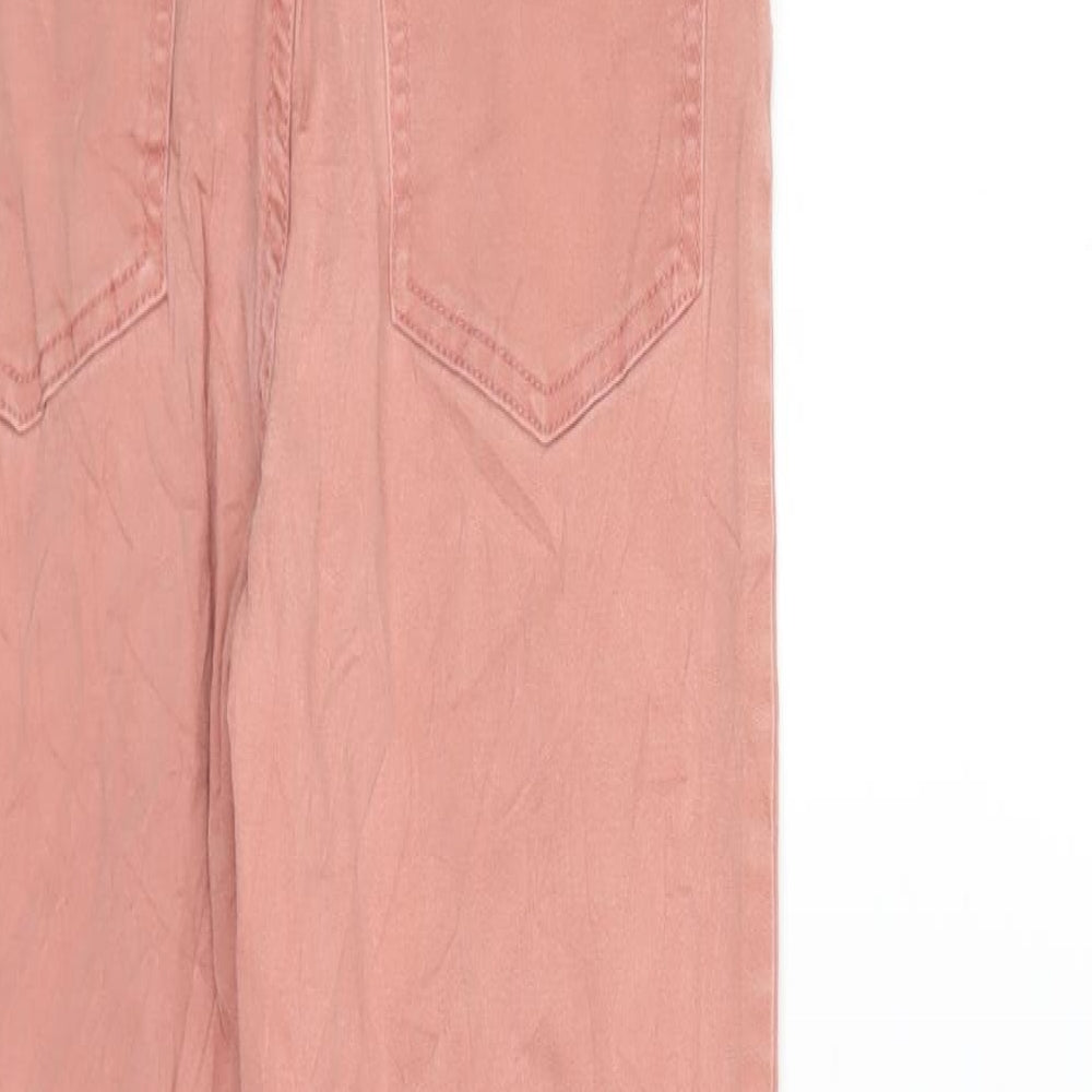 Brand and care label for F&F women’s pink denim skinny jeans, size UK 6, 25-inch leg