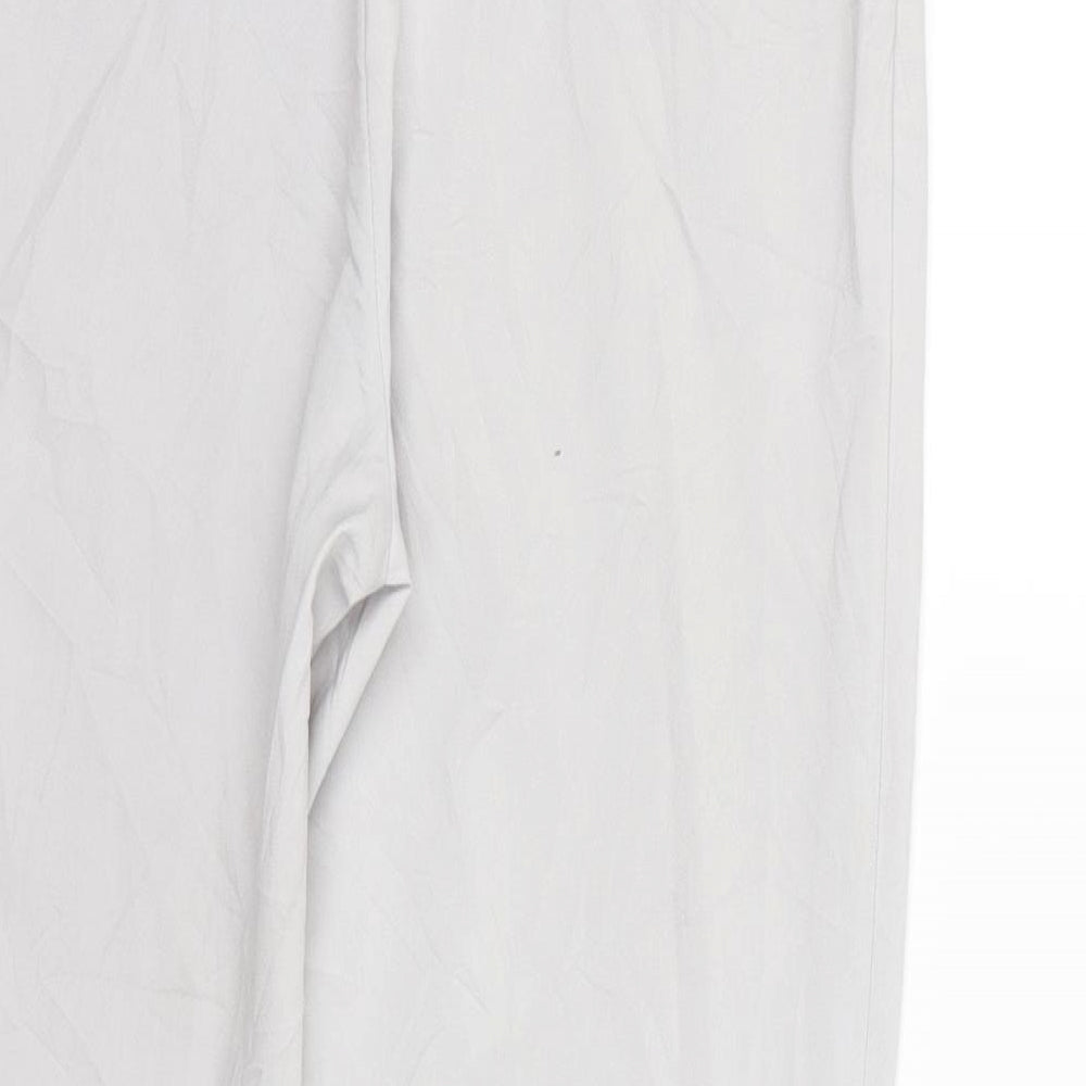 Brand and care label for RESERVED women’s grey trousers, size UK 8, 26-inch leg