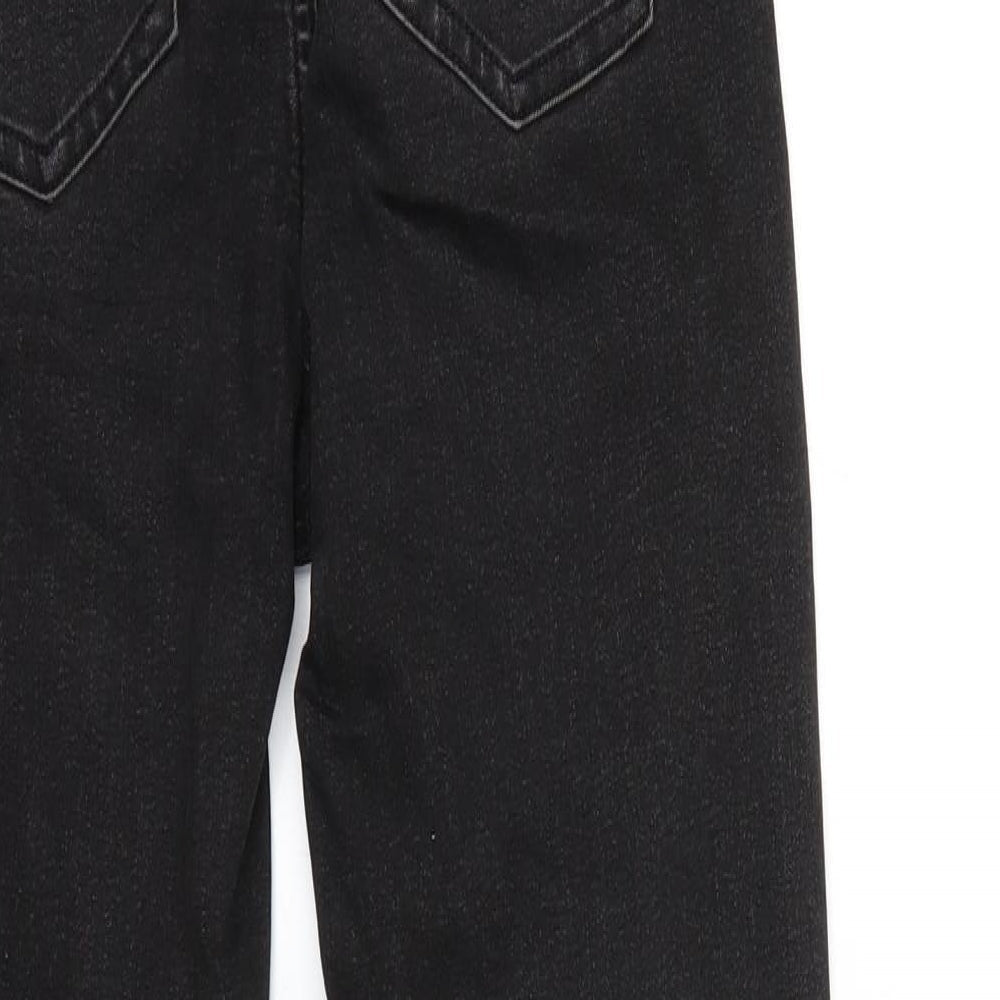 Brand and care label for Marks & Spencer women’s black denim skinny jeans, size UK 6, 28-inch leg