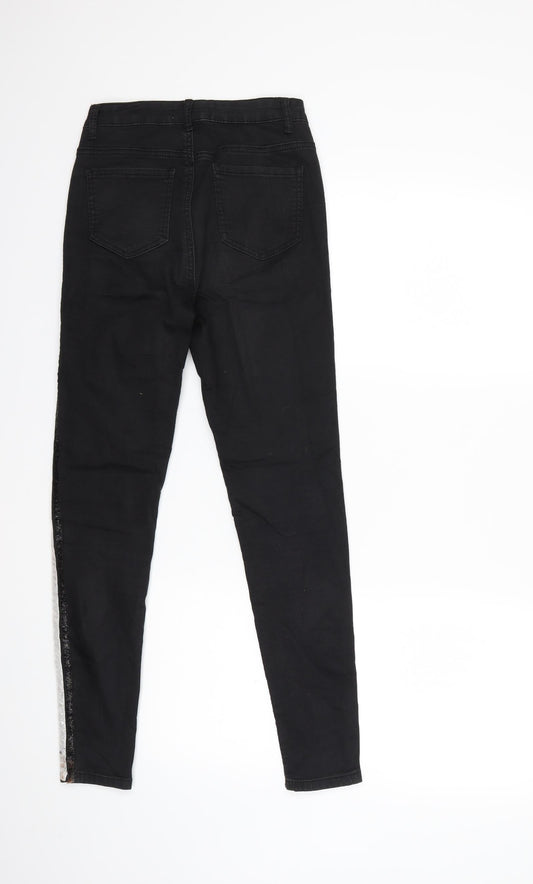 Goodies Womens Black Striped Denim Skinny Jeans Size 8 L27 in