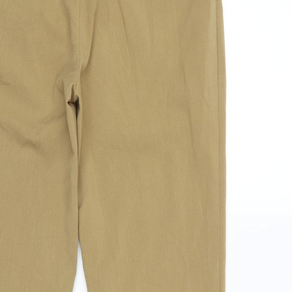 Brand and care label for New Look women’s brown trousers, size UK 12, 30-inch leg