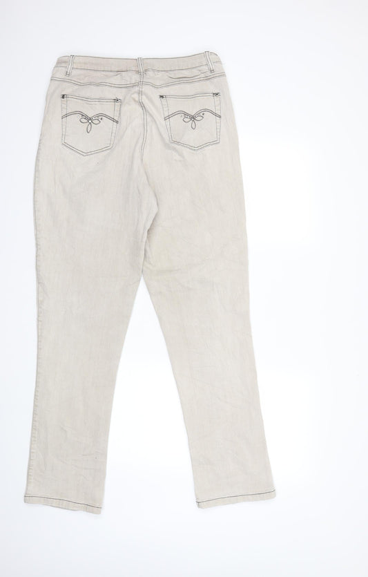 Preworn Womens Beige Denim Straight Jeans Size 34 in L32 in