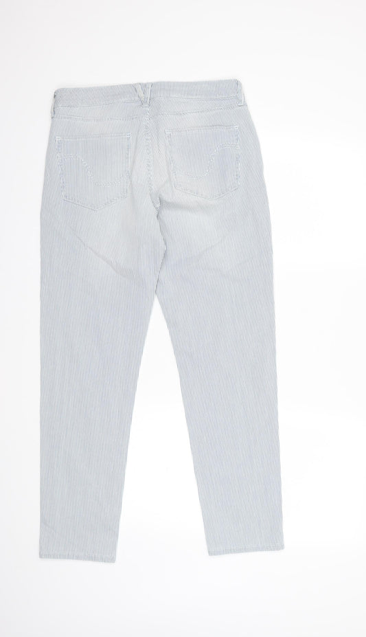 Per Una Womens Blue Striped Snow Pants Trousers Size 12 L28 in