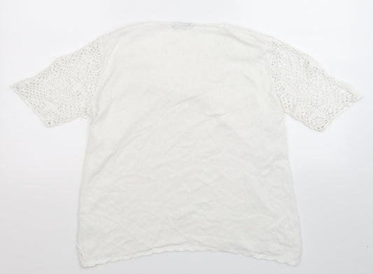 BM Womens White Knit Pullover Jumper Size M