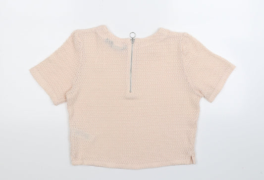 New Look Womens Beige Knit Basic T-Shirt Size 10